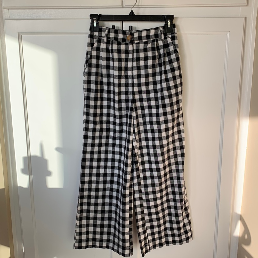 Gingham cotton pants